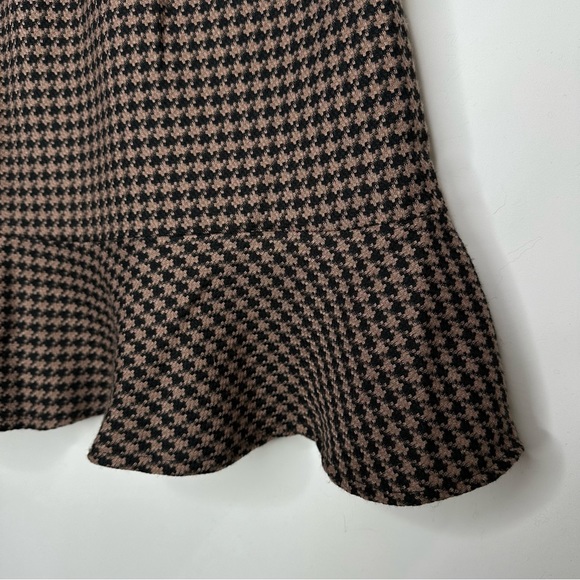 NKN Nekane Brown and Black Houndstooth Pocketed Ruffle Tweed Mini Skirt Sz L - Picture 11 of 13